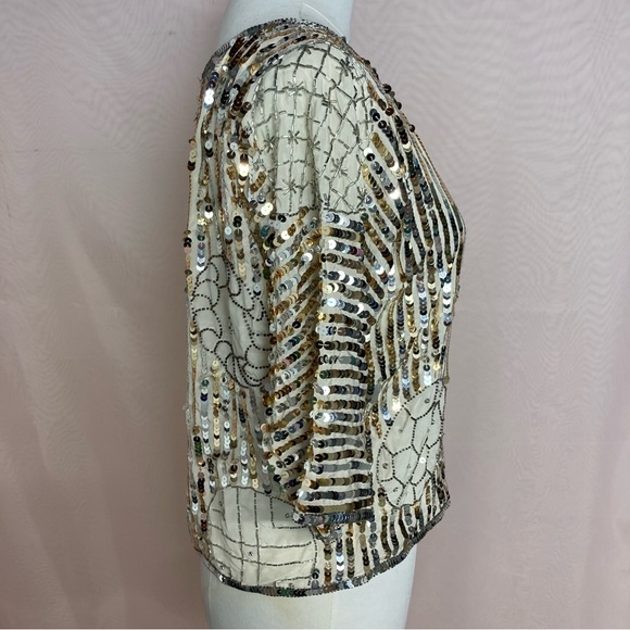 Nwt Vintage Argenti silk beaded and sequin blouse - Picture 12 of 13